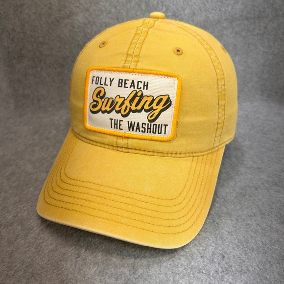 Legacy Other - Folly Beach Surfing The Washout Mens Yellow Legacy Baseball Hat Patch OSFA